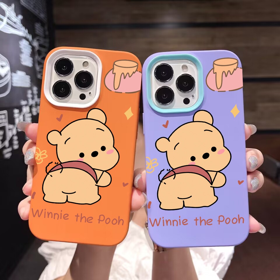เคสโทรศัพท์มือถือ ซิลิโคนนุ่ม ลายการ์ตูนวินนี่ เดอะ พูห์น่ารัก 3 in 1 สําหรับ iPhone 14Promax 13 12 11 7Plus 7 X Xs Max XR