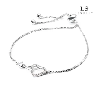 LS jewelry สร้อยข้อมือแฟชั่น สร้อยข้อมือผู้หญิง จี้หัวใจ สร้อยข้อมือเงินโลหะ น่ารัก เหมาะเป็นของขวัญ