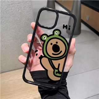 เคสโทรศัพท์มือถืออะคริลิคใส แบบแข็ง ลายกบ และหมี สําหรับ iphone 14promax 11 13 12 7Plus 8 X XS Max