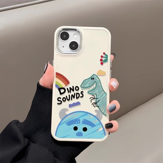 เคสโทรศัพท์มือถือ ซิลิโคน กรอบโลหะ กันกระแทก ลายไดโนเสาร์น้อย แฟชั่น สําหรับ iphone 14promax 11 13 12 7Plus 8 X XS Max