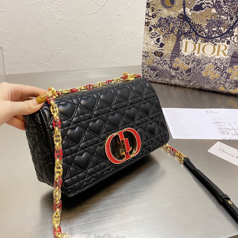 Dior Caro วันวาเลนไทน์ Limited Love Messenger Bag กระเป๋าสะพายสตรีแฟชั่น Underarm