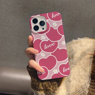 ฟิล์มแข็ง เคส iphone 14 pro Max 11 13 12 7Plus 8 X XS Max น่ารัก หัวใจ เคสโทรศัพท์