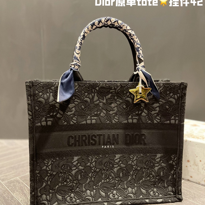 ▨DIOR 2023 Hot Style 3D Black Pearl Lace A Large Money Tote Bags Shopping Original Cloth Jacquard Elegant The Capacity G