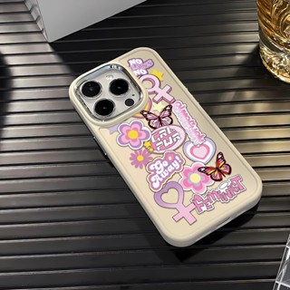 เคสโทรศัพท์มือถือ ซิลิโคน กรอบโลหะ ลายดอกไม้ หัวใจน่ารัก แฟชั่น สําหรับ iphone 14ProMax 11 13 12 7Plus 8 X XS Max