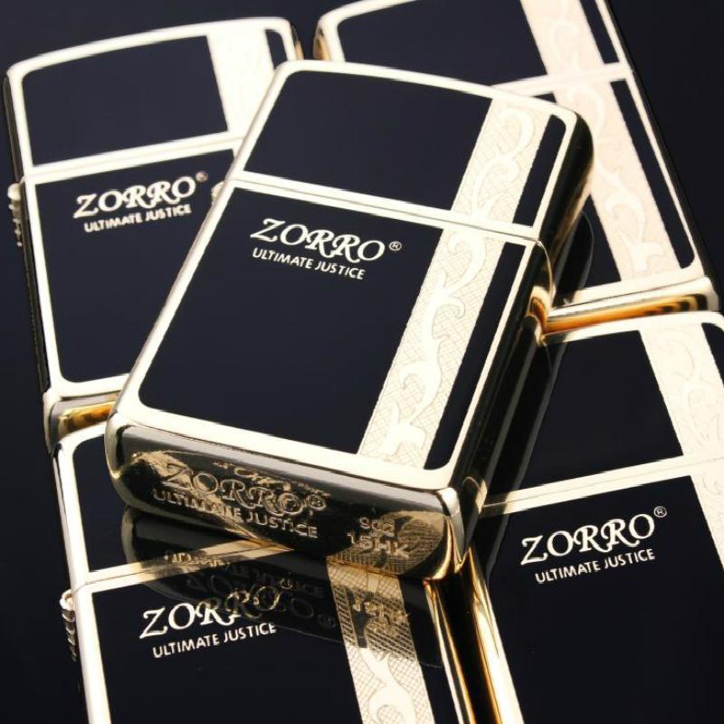 ☏❍№ฮ่องกงเดิม zorro Zorro น้ำมันก๊าดไฟแช็กของขวัญ windproof สร้างสรรค์แกะสลักบางเฉียบของแท้ไฟแช็ก