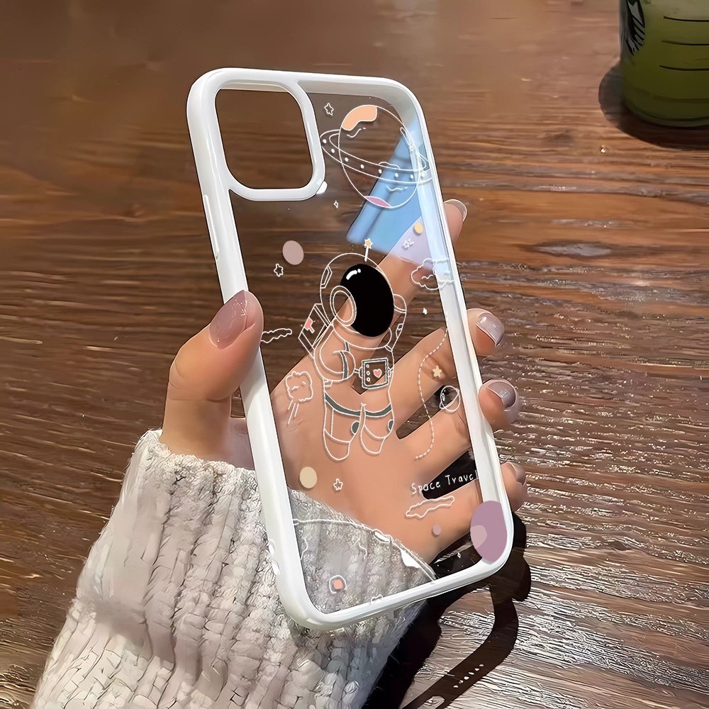 เคสอะคริลิคใส แบบแข็ง ลายนักบินอวกาศ กันกระแทก สําหรับ iphone 14 Pro Max 11 13 12 7 Plus 8 X XS Max