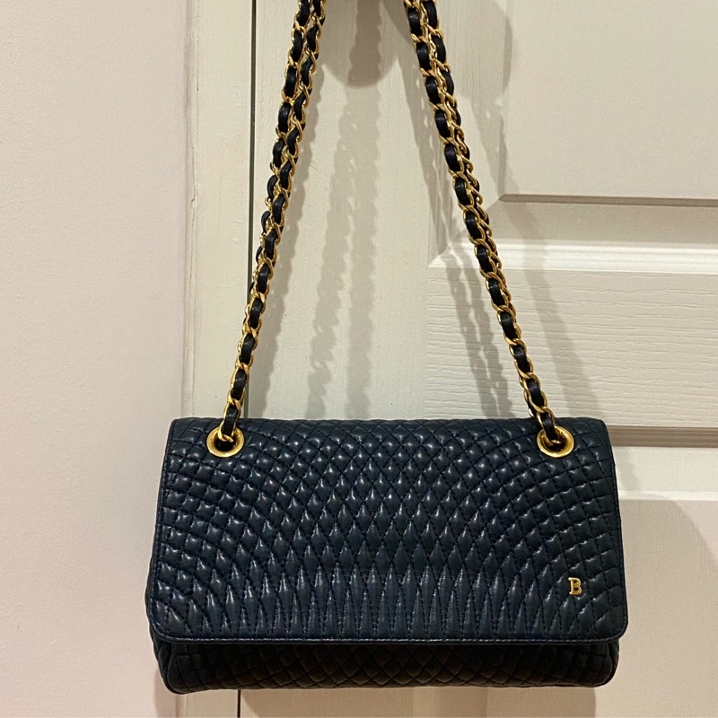 Bally Quilted Double Flap Chain Bag Lamb skin ของแท้