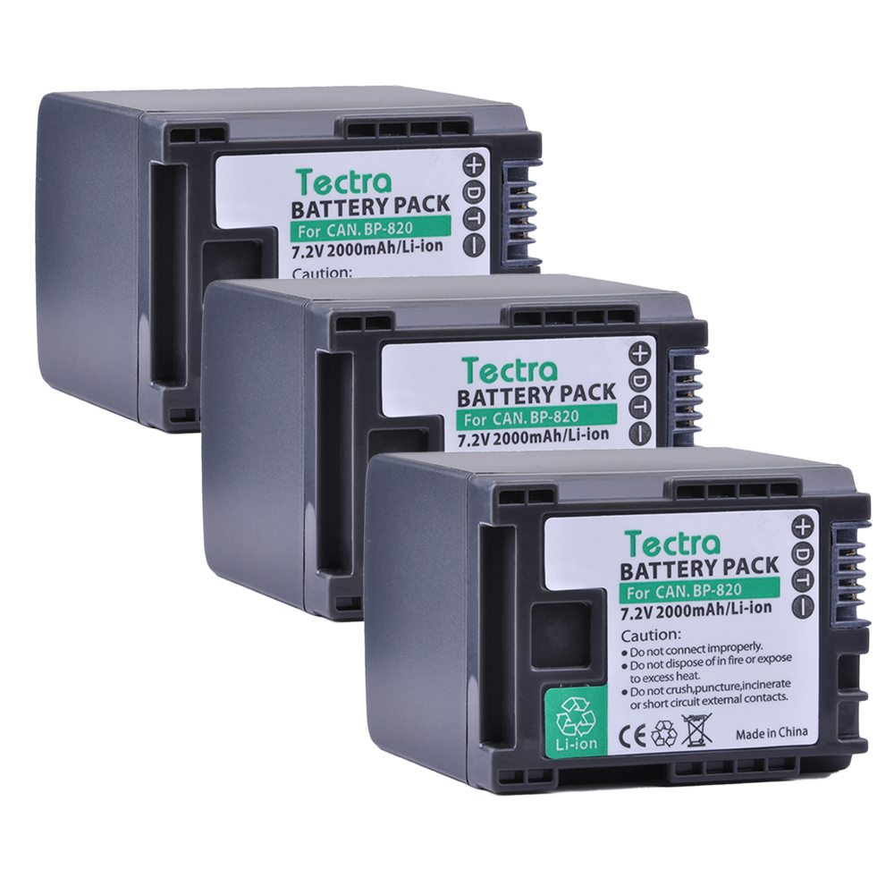Tectra 3ชิ้น BP-820 BP 820 BP820กล้อง Li-Ion แบตเตอรี่สำหรับ Canon XA20 XA25 HFG30 HF HF HF M31 HF M