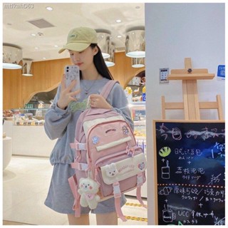 กระเป๋าเป้สีพาสเทล🥝ช่องเยอะ แถมเข็มกลัด2ชิ้น🍋