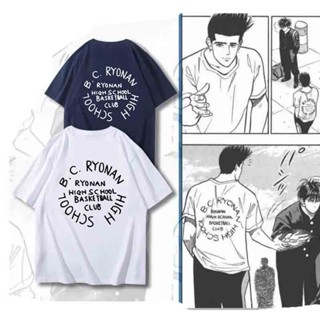 เสื้อยืดคอตตอน 100% เสื้อยืด ☈พิมพ์ลายการ์ตูน Slam Dunk Ryonan Akira Sendo เสื้อยืดคอกลมแขนสั้นสุดอินเทรนด์