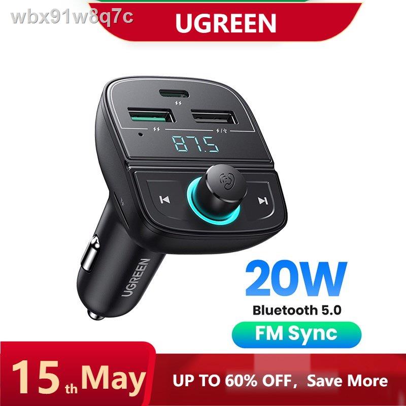 Ugreen Bluetooth5.0 Dual Ports PD QC 20W 18W Car Charger with TF Card Slot for iPhone 14 Pro Max