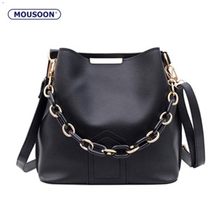 MOUSOON กระเป๋าทรงถังเกาหลี โซ่อะคริลิค กระเป๋าถือ แฟชั่นกระเป๋าสะพายไหล่