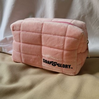 Soap &amp; Glory pink pouch coin bag กระเป๋าใส่เครื่องสำอางค์ กระเป๋าจิ๋ว กระเป๋าใส่เหรียญ ถุงผ้า ถุงใส่กุญแจ