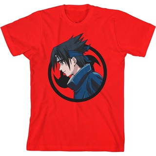 เสื้อยืดเด็กผู้ชายสีแดง Naruto Classic Sasuke Sharingan Symbol