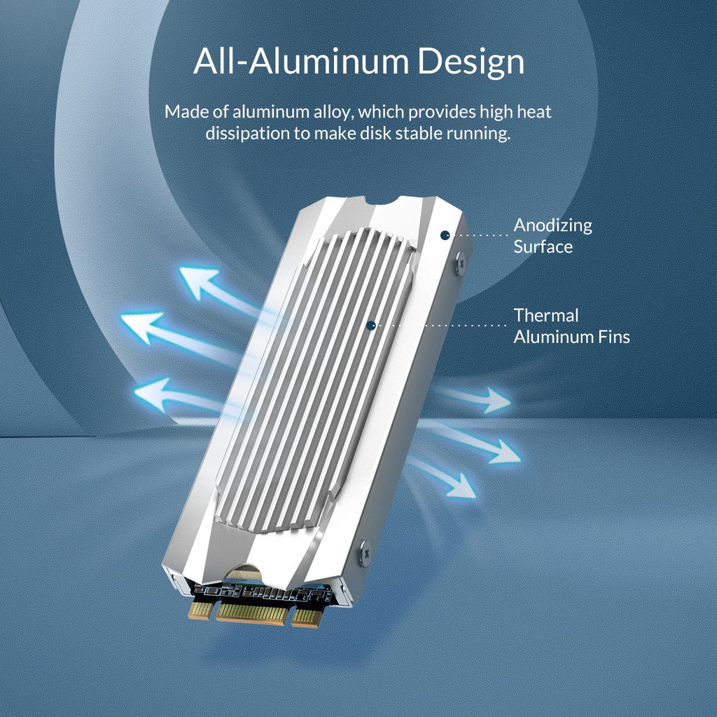 ORICO M2SRB ฮีตซิงค์ช่วยระบายความร้อน M2 NVMe SSD Heatsink Cooling for M.2 NGFF PCI-E NVME 2280 SSD Aluminum