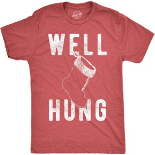 เสื้อยืดผู้ชาย Well Hung ตลกถุงเท้าคริสต์มาสทีน่ารังเกียจอารมณ์ขันของขวัญคริสต์มาส