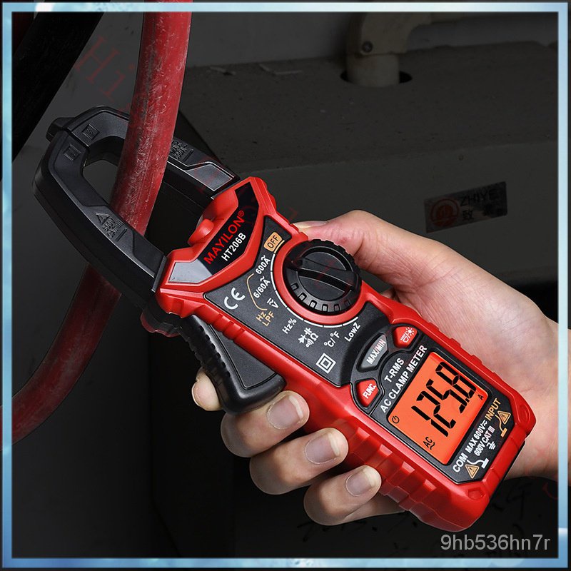 Mai Yilong ดิจิตอลแคลมป์มัลติมิเตอร์แคลมป์มิเตอร์แคลมป์มิเตอร์HT206B/Dการวัดความจุอัจฉริยะ QWX6