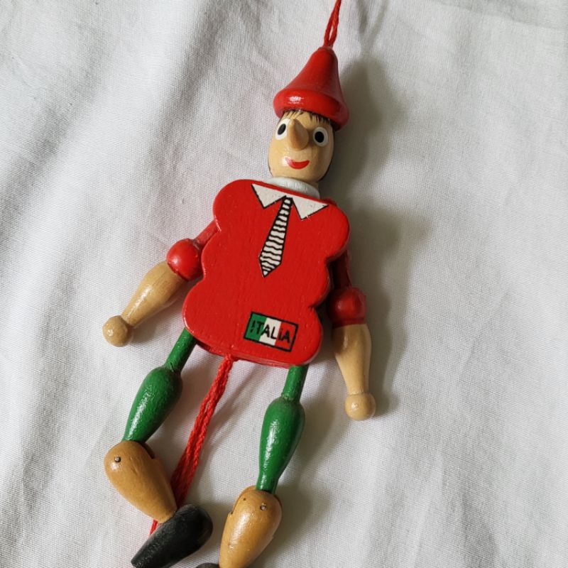 pinocchio disney italy wood toy ของตกแต่ง ของเล่น ตุ๊กตาห้อย ตกแต่ง ขยับแขนขาได้