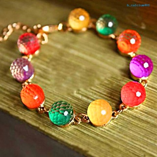 Calciumps Bracelet Candy Color Round Beads Women Multicolored Beads Cuff Bangle Bracelet for Party