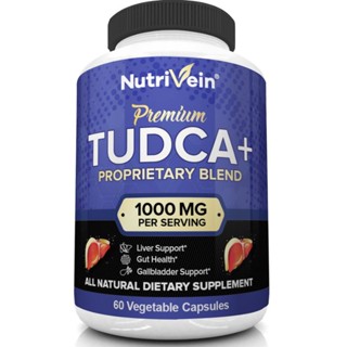 Nutrivein TUDCA+ Liver Support Supplement 1000mg - Liver Detox and Cleanse for Liver Health - 30 Day Supply 60 Capsules