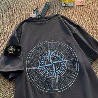 stone island t shirt StoneIsland แบรนด์แฟชั่นเกาะหินแขนสั้นปักป้ายเข็มทิศผ้าฝ้ายแท้สำหรับผู้ชายและผู้หญิงเสื้อยืดคู่รัก oversize