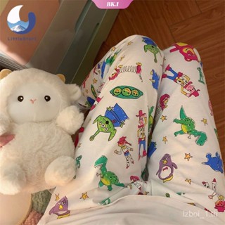😍กางเกงขากว้าง เอวสูง ทรงตรง ลายการ์ตูนดิสนีย์ Toy Story Winnie the Pooh แฟชั่นฤดูใบไม้ผลิ สําหรับผู้หญิง Womens pajamas【LittleStar1】