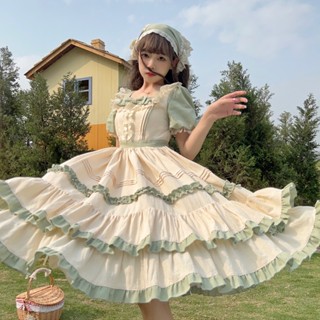 ●✶[Eustoma Manor] Sugar Girl ~ Spot Original Lolita Dress Pastoral Style Op ชุดเดรสแขนสั้น