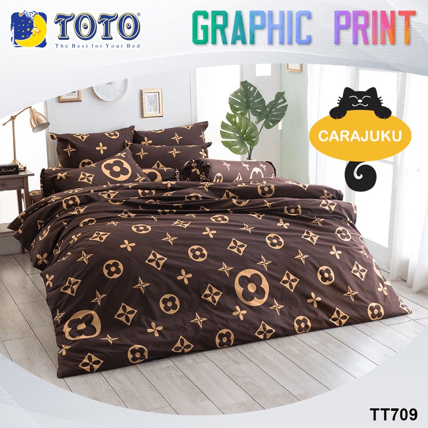 TOTO (ชุดประหยัด) ชุดผ้าปูที่นอน+ผ้านวม 3.5ฟุต 5ฟุต 6ฟุต ลายหลุยส์ Louis Pattern TT709 สีน้ำตาล #โตโต้