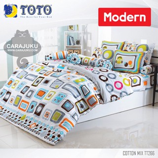 TOTO ชุดผ้าปูที่นอน ลายโมเดิร์น Modern TT266 สีขาว #โตโต้ ชุดเครื่องนอน ผ้าปู ผ้าปูเตียง ผ้านวม ผ้าห่ม กราฟิก