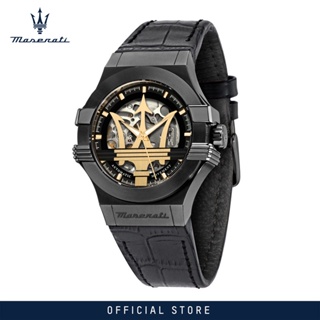 [2 Years Warranty] Maserati Potenza 42mm Black Skeleton Dial with Trident Logo Mens Automatic Watch R8821108036