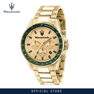 [2 Years Warranty] Maserati Sfida 44mm Yellow Gold Dial Mens Quartz Watch R8873640005