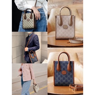 แบรนด์ใหม่ 100% ของแท้ GUCCI GG Retro GG MINI TOTE กระเป๋าถือ