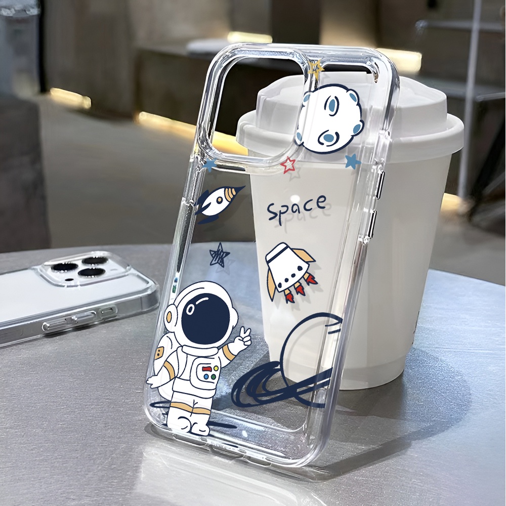 เคสโทรศัพท์มือถือ แบบใส กันกระแทก ลายนักบินอวกาศ สําหรับ iphone 14 pro max 11 13 12 7 8 Plus X XR XSMax