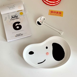 [พร้อมส่ง] ชามเซรามิค ลาย Snoopy เพ้นท์มือ สร้างสรรค์ สําหรับใส่อาหารเช้า เค้ก