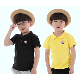 ** สปอต ** เสื้อโปโล ชนิดผ้าฝ้าย ลายการ์ตูน Peppa Pig 6 สี สำหรับเด็ก