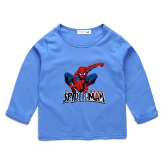 ** สปอต ** Spider Man เสื้อยืดผ้าฝ้ายแขนยาวสำหรับเด็กของซูเปอร์ฮีโร่ 6 สี (ยินดีต้อนรับขายส่ง)