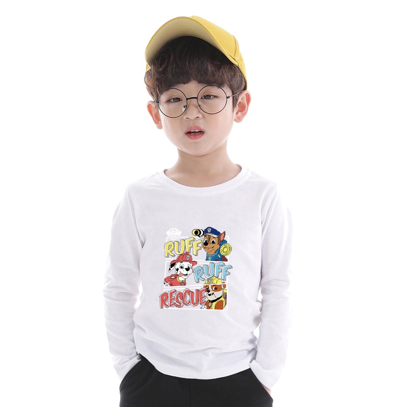 ** สปอต ** Paw Patrol เสื้อยืดการ์ตูนแขนยาวผ้าฝ้ายเด็ก 6 สี