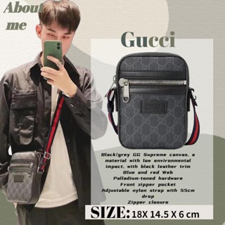 กุชชี่ กระเป๋าสะพายข้างผู้ชาย Gucci GG / กระเป๋า Messenger / กระเป๋าโทรศัพท์มือถือ ‎682357-K5RLN-1095