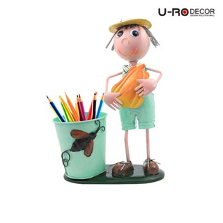 U-RO DECOR กระถางดอกไม้ ตุ๊กตาเด็กผู้ชาย รุ่น EDDIE-D (เอ๊ดดี้-ดี) - สีเขียว ต้นไม้ ถังขยะ อุปกรณ์จัดเก็บ ตกแต่งสวน