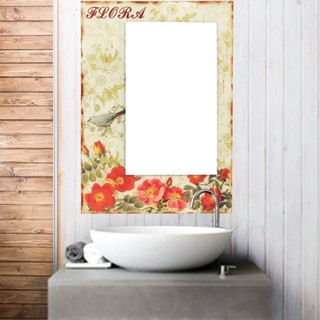 U-RO DECOR กะจกติดผนัง รุ่น FLORA BIRD-A ขนาด 50 X 70 ซม. กระจกเงา สามารถติดผนัง แขวนผนังได้