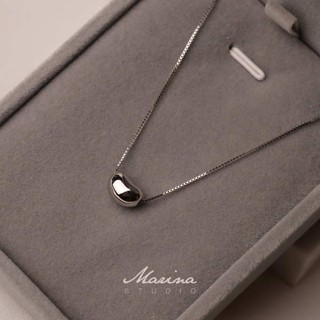 สร้อยเงินแท้ 92 5 Marina 925เงินสเตอร์ลิง Acoustic Bean Silver Peas สร้อยคอโซ่ไหปลาร้าอารมณ์เรียบง่าย chic สไตล์เย็นชาแมทช์ลุคง่ายสำหรับผู้หญิง