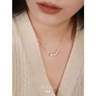 สร้อยเงินแท้ 92 5 Banli Jewelry | สร้อยคอมุกเงินแท้925หรูหราเบาๆโซ่กระดูกไหปลาร้าระดับไฮเอนด์ความรู้สึกออกแบบสร้อยคอผู้หญิงอารมณ์