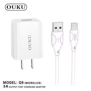 จัดโปร❤️OUKU Q9 หัวชาร์จ พร้อมสายชาร์จ 3A ชาร์จเร็ว ชาร์จมือถือ​ Android​ ip Type-C สายยาว1เมตร(แท้100%) ชุดชาร์จ 1USB