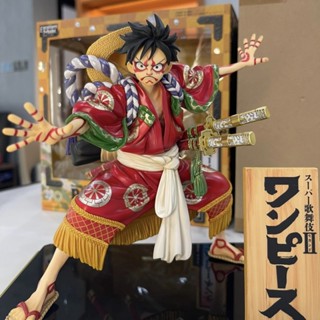 Figure One Piece [รุ่นคุณภาพสูง]Luffy มือวิ่ง GK Kabuki Tianshi ชุดกิโมโนเกียร์สี่ของลูฟี่และรูปปั้นตกแต่งของขวัญของประเ