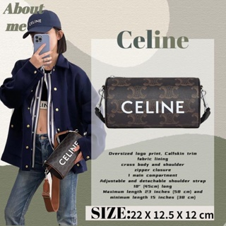 เซลีน Celine Logo Print Duffel Bagผู้ชาย/กระเป๋าสะพายไหล่/กระเป๋าสะพายข้าง