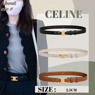 เซลีน Celine TRIOMPHE เข็มขัดขนาดกลางในหนังลูกวัวเรียบ เข็มขัดผู้หญิง