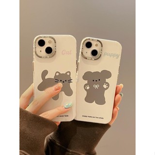 เคสโทรศัพท์มือถือกระจก ลายการ์ตูนแมว ลูกสุนัขน่ารัก สําหรับ Apple iPhone 14 13 12 11 X XR XSMAX 6 7 8 i14 i13 i12 I11 iphone14Pro