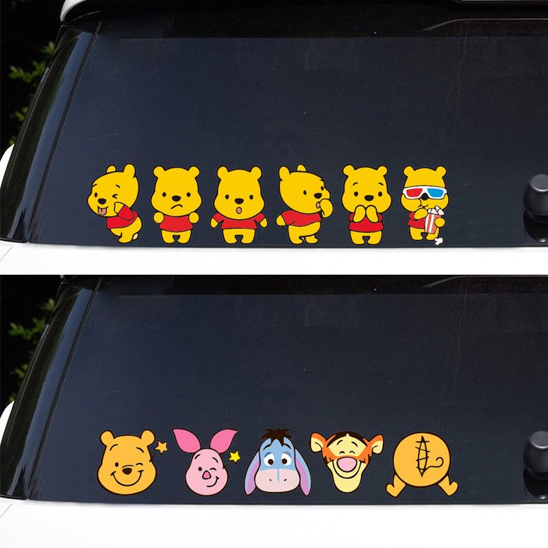 สติกเกอร์รถยนต์ไฟฟ้า การ์ตูนหมีพูห์น่ารัก ใช้ตกแต่งหมวกกันน็อคหรือรถแบตเตอรี่ ดีไซน์สร้างสรรค์ สีสันสดใส