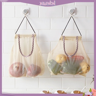 (xavexbxl) Multi-function Kitchen Wall Hanging Vegetable Fruit Mesh Storage Bag Organizer