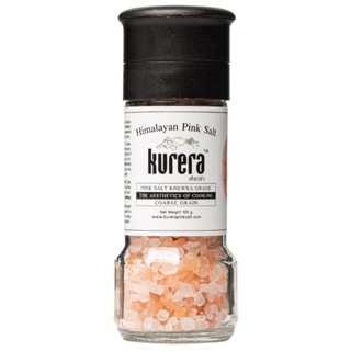 เคียวร่าเกลือหิมาลัยสีชมพูชนิดเม็ดแบบมีฝาบด 130กรัม  /  Kurera Coarse Grain Himalayan Pink Salt with Grinder 130g.